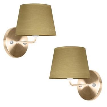 Imagem de Kit 2 Arandela New Cobre Cupula Tradicional Shantung Dourado - MARRYLU