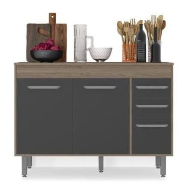 Imagem de Balcão Sem Tampo 1,20 Barcelona Carvalho/Graffite - Poliman - Poliman 