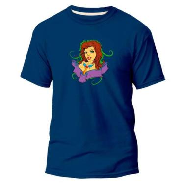 Imagem de Camiseta Basica Algodão Premium Estampada Cinderela - Pavesi, Azul mar