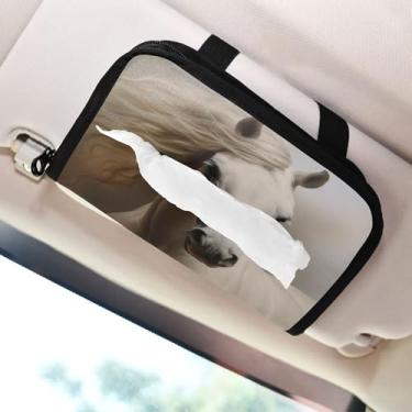 Imagem de SEHANY Suporte de lenços de carro Majestic Horse, caixa de lenços para carro, viseira solar, porta-guardanapos retangular, dispensador de máscara de carro, caixa de lenços de papel para automóveis