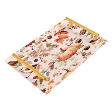 Imagem de xigua Bandeja de banheiro de abóboras de outono com alças bandeja de servir antiderrapante para mesa de centro, organizador de bancada de cabeceira bandeja de decoração de acrílico para decoração de