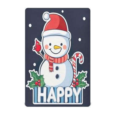 Imagem de Wassud Jogo de lençol de berço com boneco de neve Happy Christmas, respirável, para meninos e meninas, neutro, 71 x 132 cm