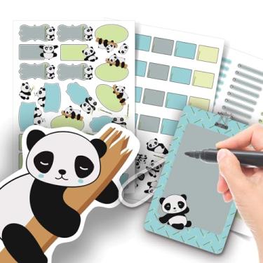 Imagem de Etiqueta Escolar Menino com TAG + Caneta (Panda Azul, Etiquetas + 1 TAG de Mochila)