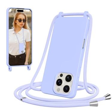 Imagem de FBHGLOA Cordão transversal para iPhone 16 Pro MAX capa com alça, capa de telefone transversal com cordão de ombro ajustável no pescoço, mãos livres, à prova de choque, proteção contra quedas, capa de