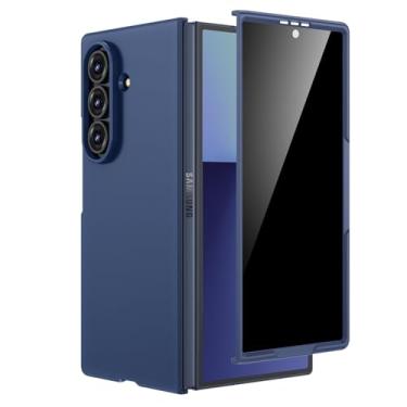 Imagem de Maxdara Capa para Samsung Z Fold 7, com protetor de tela de vidro temperado de privacidade, suporta carregamento sem fio, capa protetora para celular para Samsung Galaxy Z Fold 7 (azul)