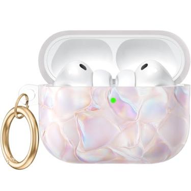 Imagem de Dgege Capa para AirPods Pro 3 (2025), capas protetoras de TPU macio para AirPods Pro 3ª geração com chaveiro. Linda flor compatível com Apple AirPods Pro 3 para mulheres e meninas, LED frontal visível
