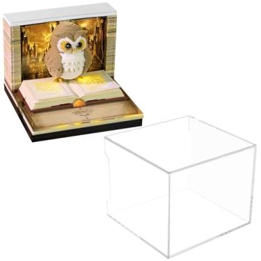 Imagem de Calendário Time Piece 2026, 2026, calendário 3D de mesa com luz LED, blocos artísticos 3D, calendário semanal, bloco de notas 3D, arte de entalhe em papel para decoração de mesa (coruja)