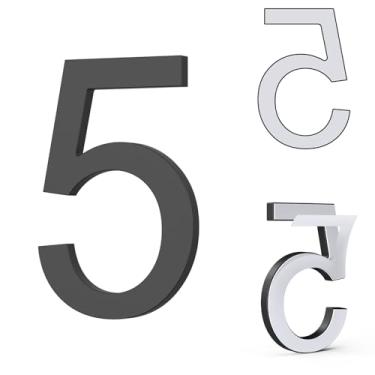 Imagem de Números autoadesivos de casas de 12 cm, números de caixa de correio DEWEL número de porta de endereço, números de endereço de casa moderna de acrílico e letras para casa, apartamentos, escritório