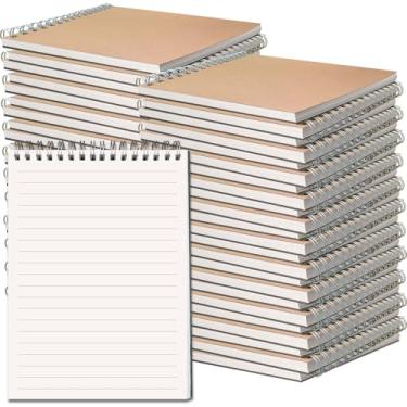 Imagem de OSIMIG Pacote com 48 cadernos espirais A5 a granel com capa Kraft, 20 x 14 cm, cadernos de diário de viagem, caderno de composição para material de escritório escolar, 80 folhas, 160 páginas