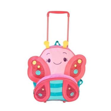 Imagem de Mochila Infantil Com Rodinha E Alças Tema Borboleta Rosa - Clio Pets