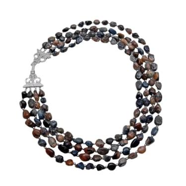 Imagem de DWBPGVUN 4 fios 8 x 11 mm Pietershite colar de contas de forma livre joia de pedra preciosa