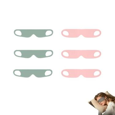 Imagem de PLAYTHROUGH Máscara de dormir para pendurar na orelha, 6 peças, máscara fina para dormir para Siesta Travel Yoga (rosa, verde)