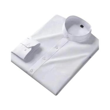 Imagem de Camisa Masculina De Manga Longa Com Gola Mandarim E Bolso Único, Camis