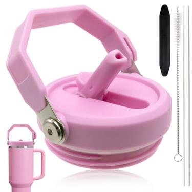 Imagem de Tampa de canudo dobrável com alça para copo Stanley de 1,134 g premium à prova de vazamento, acessórios de substituição destacáveis, ajuste perfeito para Stanley Quencher, copo ProTour, design sem