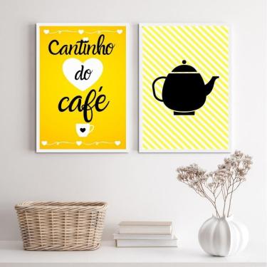 Imagem de Quadros Café Amarelinho 33x24cm - Vidro, Moldura Preta