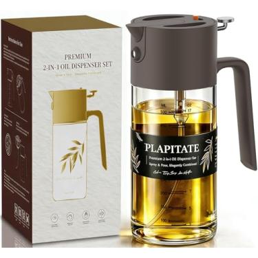 Imagem de PLAPITATE Pulverizador de azeite de oliva premium de 500 ml para cozinhar, frasco dispensador de azeite de oliva 2 em 1 para utensílios de cozinha, frasco de spray com controle de porção para salada