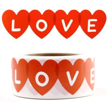 Imagem de Adesivos longos de coração de amor de 8,89 cm, 120 peças, adesivos vermelhos fofos, à prova d'água, selo de dia dos namorados para envelopes, vedação, recompensas infantis, casamento, aniversário, Dia