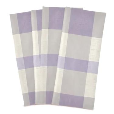 Imagem de Wassud Toalhas de prato de cozinha com design xadrez lavanda pastel, pacote com 4 panos de prato macios com laço para pendurar, toalha de mão de secagem rápida, super absorvente, toalhas de chá de