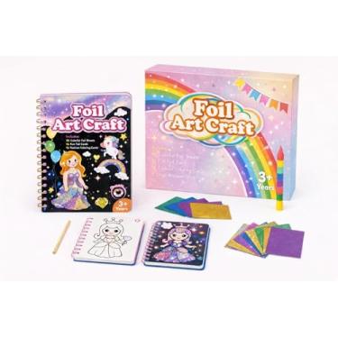 Imagem de NewFamily Kit de arte de papel alumínio para crianças – Folhas de alumínio coloridas, sem cola e sem bagunça, idades de 5 a 10 anos, perfeito para diversão criativa, projetos escolares e presentes de