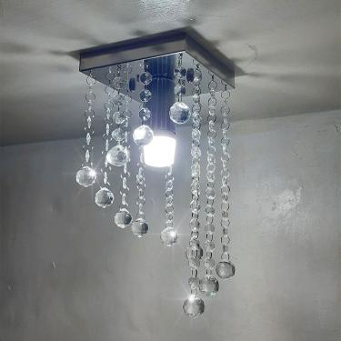 Imagem de Lustre Para Sala Cristal Acrílico 14x14 Cm Alt 30 Cm Soq E27