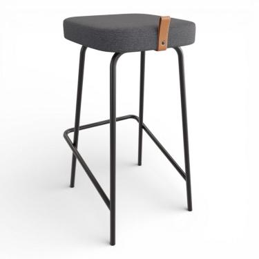 Imagem de Banqueta Alta Cozinha E área Gourmet Vik Estofada Linho Grafite - Desk Design