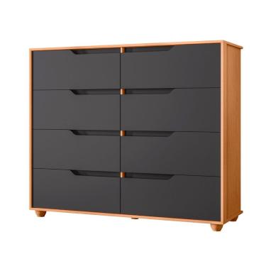 Imagem de Comoda Doble 8 Gavetas Quarto Freijo Com Titanium Vistas Flex - Albatroz