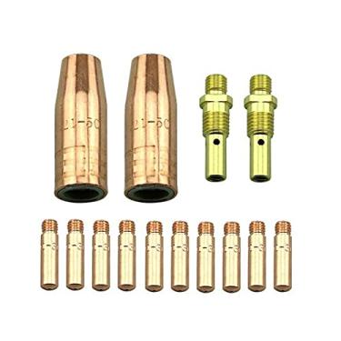 Imagem de 14 Peças Kit de Acessórios para Máquina Solda MIG Pontas Bicos Gás e Difusores Reposição Lincoln 100L Tweco 1