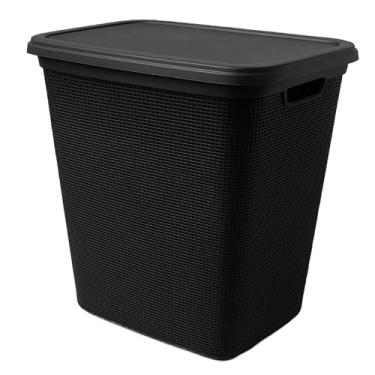 Imagem de Cesto Organizador Multiuso 45 Litros Grande com Tampa para Roupas, Brinquedos e Lavanderia(PRETO)