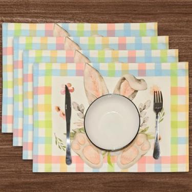 Imagem de Jogo americano conjunto de 4 tapetes de mesa antiderrapantes 40 x 30 cm, lavável, colorido, pano, mesa de jantar, jogo americano resistente ao calor (estilo 3, 4 peças)