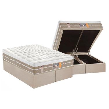 Imagem de Cama Box Baú King: Colchão Molas Ensacadas Castor Pocket Silver Star Air + Base Clean(193X203)