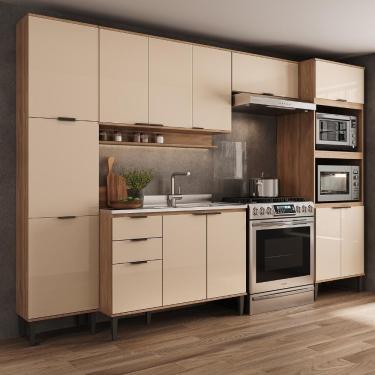 Imagem de Armário De Cozinha Completa C Balcão Miami Motion Carraro Off White C Freijó