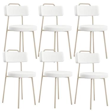 Imagem de Kit 06 Cadeiras Decorativas Estofada Sala Jantar Barcelona Arena L02 Facto Branco - Lyam