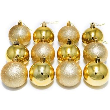 Imagem de Kit 48 Bolas Douradas Enfeite Natalino árvore Natal 50mm