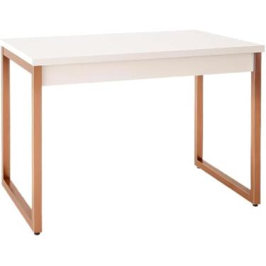 Imagem de Escrivaninha Mesa Escritório Estilo Industrial - Home Office - Madeira - Preto - Branco - Rose Gold (Branco/Rose)