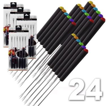 Imagem de Kit 24 Peças Garfos Espeto Para Fondue Em Inox Pontas Color - kehome