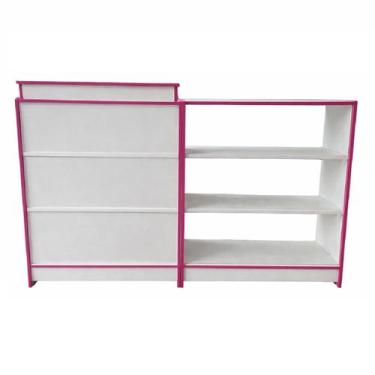 Imagem de Balcão Caixa E Balcão Vitrine Expositor Com Fita Rosa Para Lojas Branc