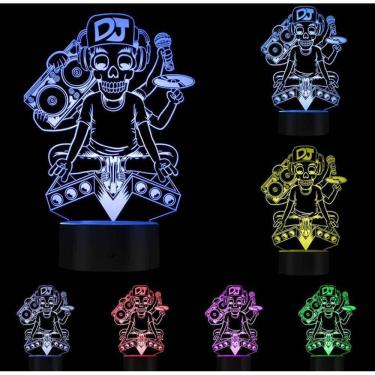 Imagem de Lâmpada pequena LED colorida Night Light Dj Skull 3D