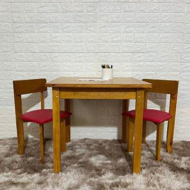 Imagem de Conjunto Infantil de Madeira Mesa e 2 Cadeirinhas Estofadas - CFC, Ver