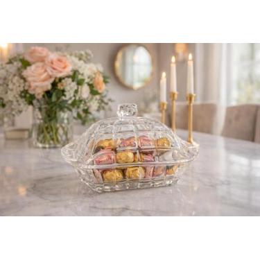 Imagem de Porta Doces Decorativo Bomboniere de Cristal com Tampa Lapidada - Rutm