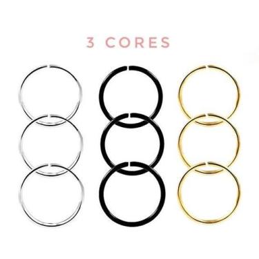 Imagem de Piercing Nariz Argola Aço Cirúrgico 0,6mm 6mm 8mm Cor:PrateadoTamanho: