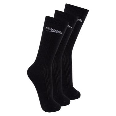 Imagem de Kit com 3 Pares de Meias Esportiva Cano Longo Speedo 8027, Preto, 39-4