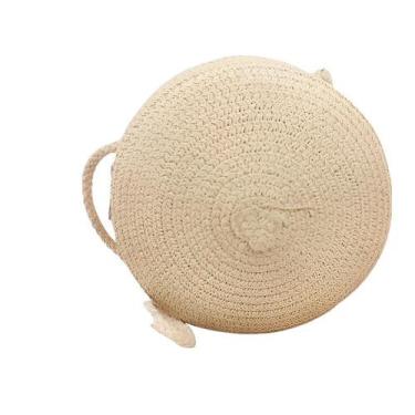 Imagem de Bolsa Feminina Pequena de Palha Redonda Moda Verão - Straw, Bege