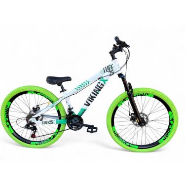 Imagem de Bicicleta Aro 26 Vikingx Tuff Freeride Downhill Alumínio 21v Aros Vmaxx Freio a Disco Pneu Flame-Unissex
