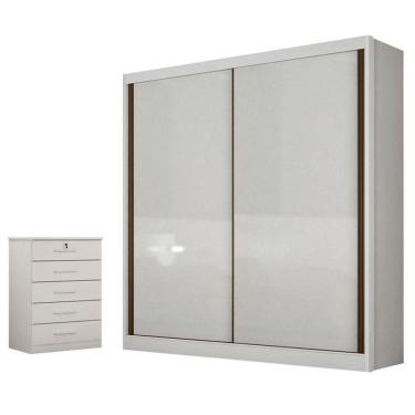 Imagem de Guarda Roupa Solteiro Toledo Com Nicho E Gaveteiro Suiça Neve - Horizonte