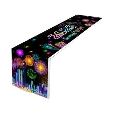 Imagem de Caminho De Mesa De Ano Novo Com Estampa De Fogos De Artifício E Champa