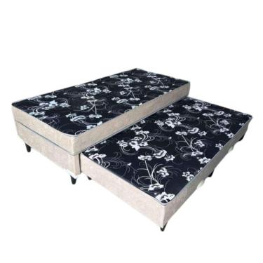 Imagem de Bicama Solteiro Colchão Conjugado com Cama Auxiliar Madeira Bege RR Colchões