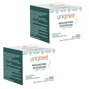 Imagem de Agulha para acupuntura 1000un 0,25x25mm kit 2cx uniqmed tamanho:0,25x2