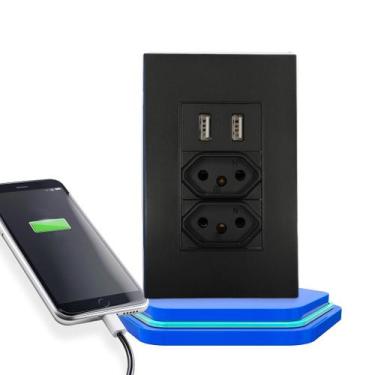 Imagem de Tomada Dupla com Usb De Parede Bivolt Carregador Universal Celular - G