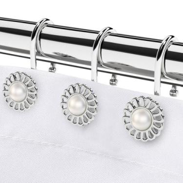 Imagem de Ganchos para cortinas de chuveiro iToplin Sunflower Design Silver Chro