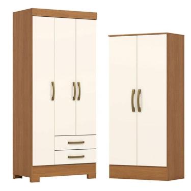 Imagem de Guarda Roupa Sensi 03 Portas E 02 Gavetas Com Pés Be16 Com Armário Multiuso Prime Cinam...